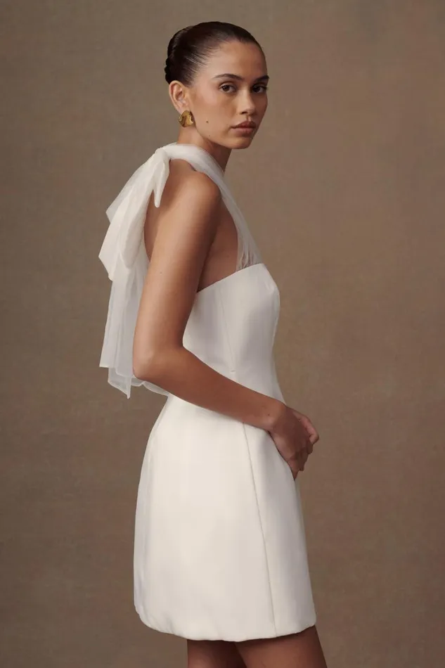 Women Meshki Dresses Maryam Tulle Bow Mini Dress 8211 White
