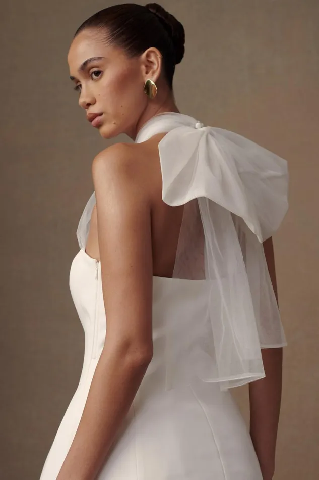 Women Meshki Dresses Maryam Tulle Bow Mini Dress 8211 White