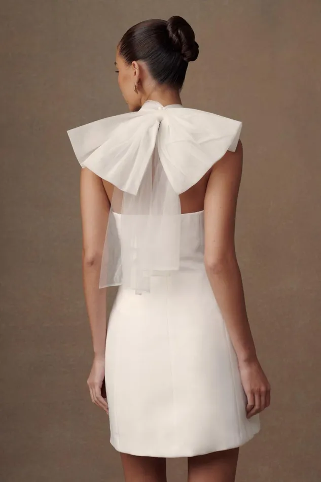 Women Meshki Dresses Maryam Tulle Bow Mini Dress 8211 White