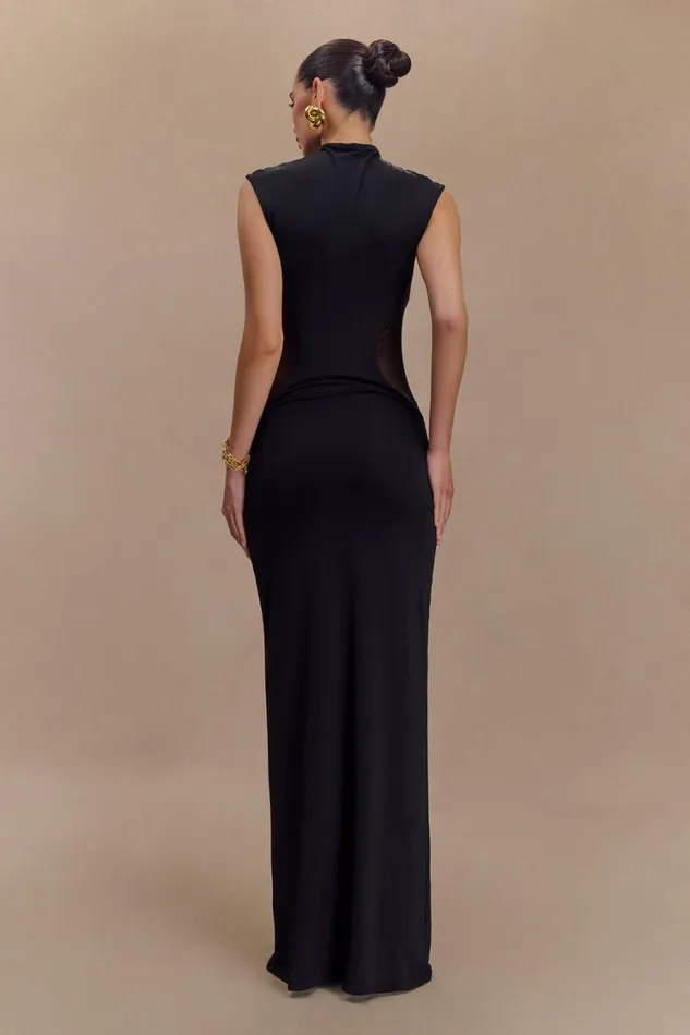 Women Meshki Dresses Massie Slinky And Mesh Maxi Dress 8211 Black