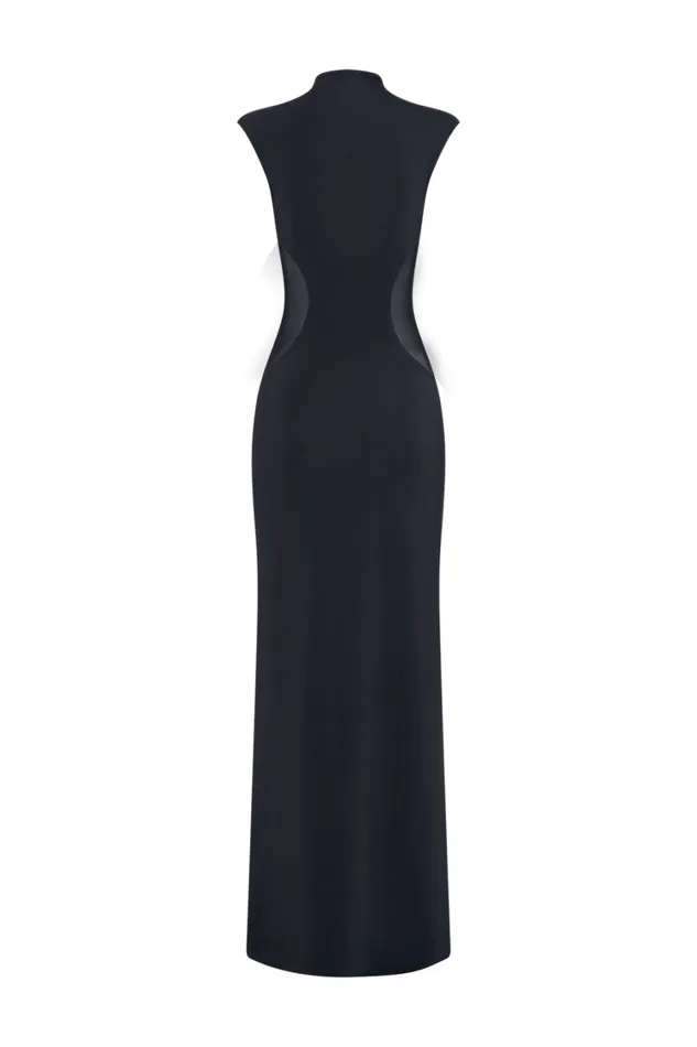 Women Meshki Dresses Massie Slinky And Mesh Maxi Dress 8211 Black