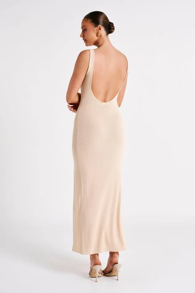 Women Meshki Dresses Maxine Sheer Knit Maxi Dress 8211 Wheat