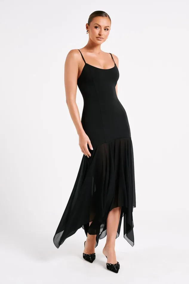 Women Meshki Dresses Minka Chiffon Maxi Dress 8211 Black