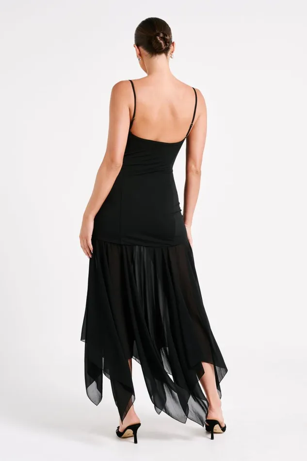 Women Meshki Dresses Minka Chiffon Maxi Dress 8211 Black