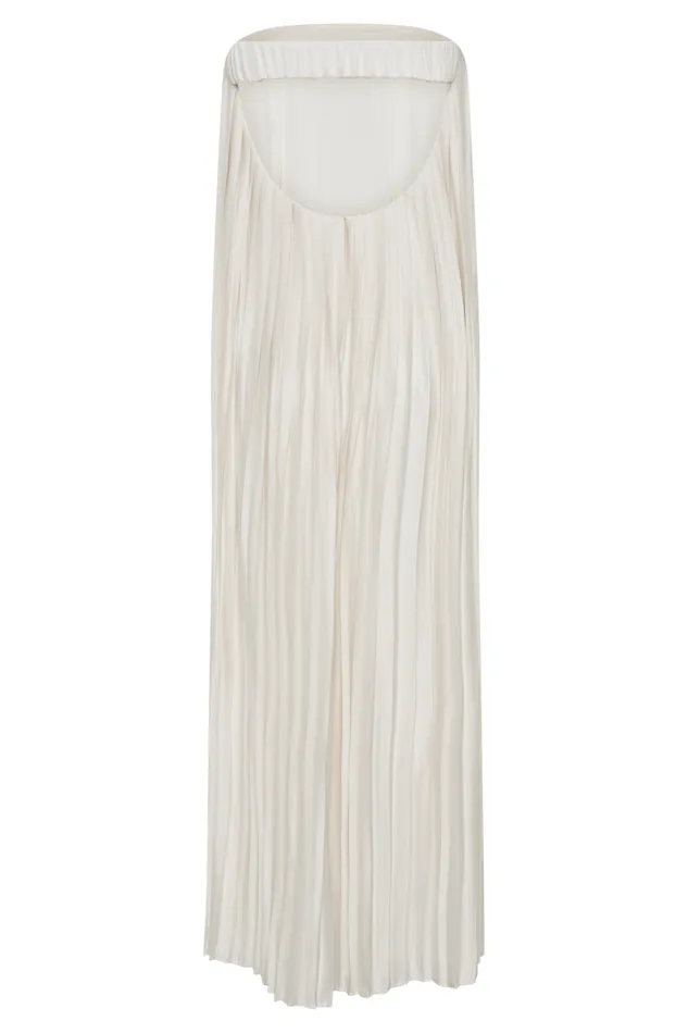 Women Meshki Dresses Myrah Plisse Strapless Maxi Dress 8211 Ivory