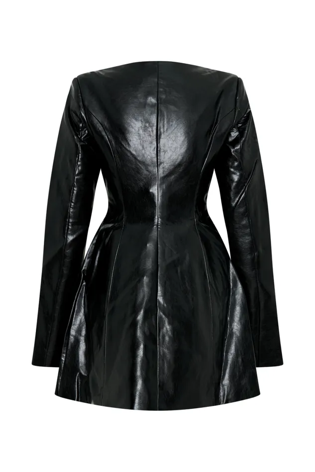 Women Meshki Dresses Nancy Faux Leather Mini Dress 8211 Black