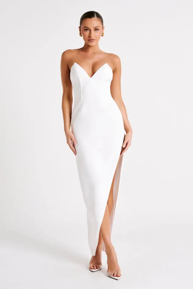 Women Meshki Dresses Natasha Pointed Corset Maxi Dress 8211 White