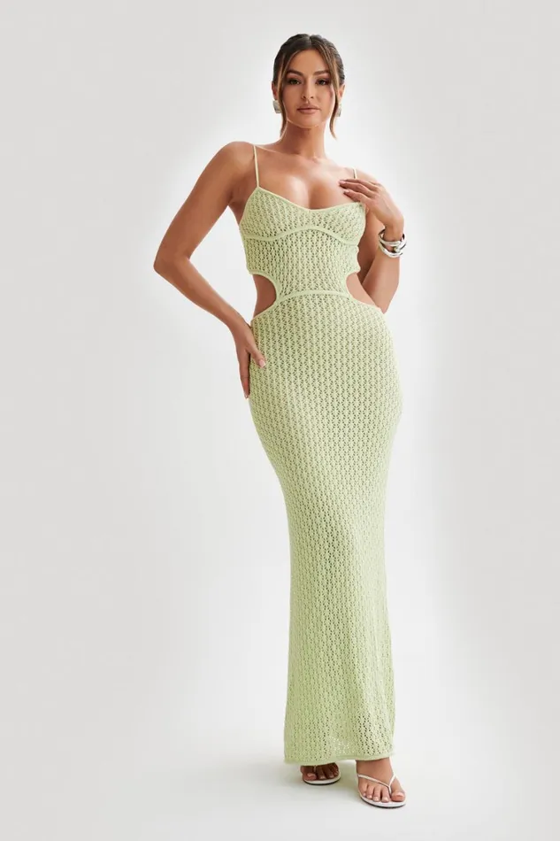 Women Meshki Dresses Nerida Knit Cut Out Maxi Dress 8211 Seafoam Green