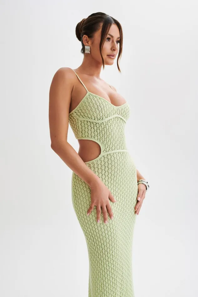 Women Meshki Dresses Nerida Knit Cut Out Maxi Dress 8211 Seafoam Green