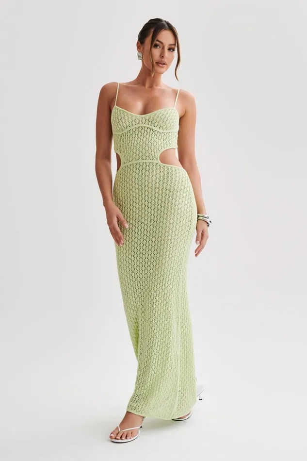 Women Meshki Dresses Nerida Knit Cut Out Maxi Dress 8211 Seafoam Green