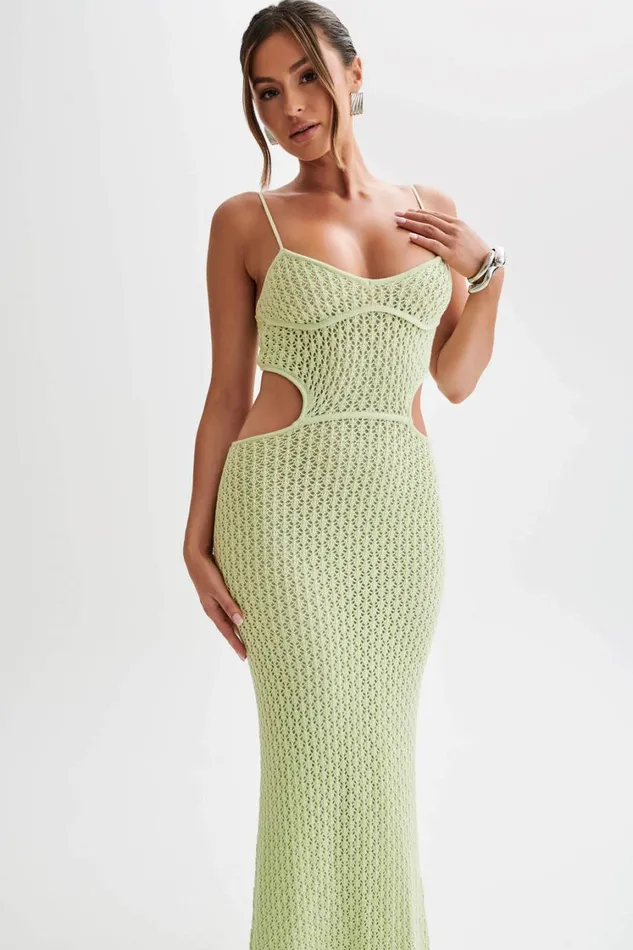 Women Meshki Dresses Nerida Knit Cut Out Maxi Dress 8211 Seafoam Green