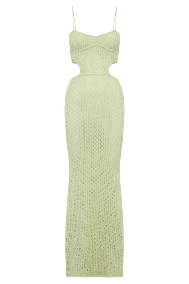 Women Meshki Dresses Nerida Knit Cut Out Maxi Dress 8211 Seafoam Green