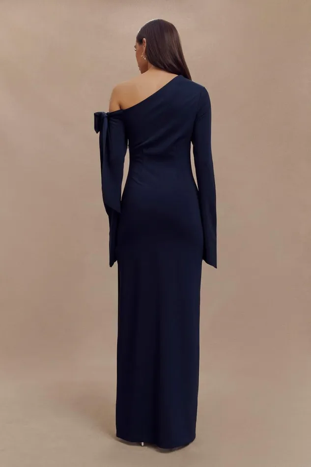 Women Meshki Dresses Nicola One Shoulder Crepe Maxi Dress 8211 Dark Navy