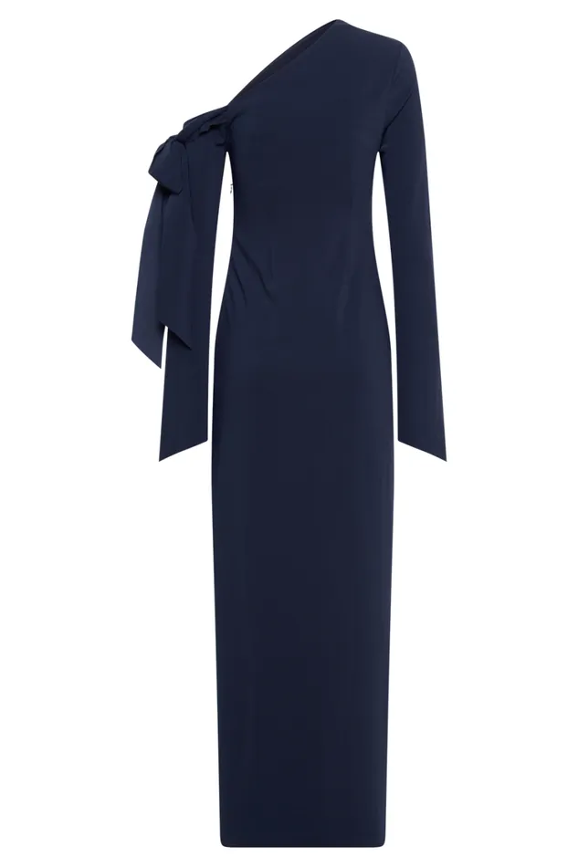 Women Meshki Dresses Nicola One Shoulder Crepe Maxi Dress 8211 Dark Navy