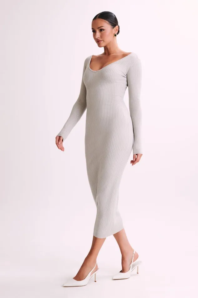 Women Meshki Dresses Nina Long Sleeve Knit Midi Dress 8211 Grey Marle Women Meshki Dresses Nina Long Sleeve Knit Midi Dress 8211 Grey Marle