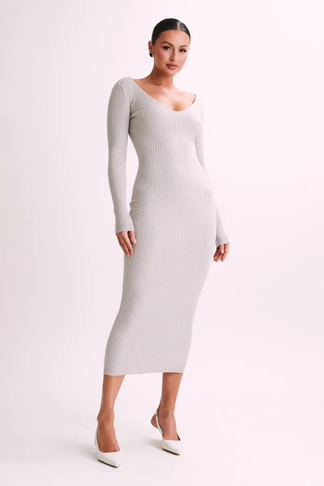 Women Meshki Dresses Nina Long Sleeve Knit Midi Dress 8211 Grey Marle Women Meshki Dresses Nina Long Sleeve Knit Midi Dress 8211 Grey Marle