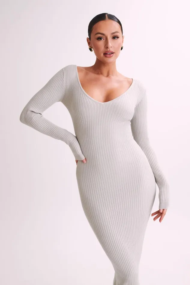 Women Meshki Dresses Nina Long Sleeve Knit Midi Dress 8211 Grey Marle Women Meshki Dresses Nina Long Sleeve Knit Midi Dress 8211 Grey Marle