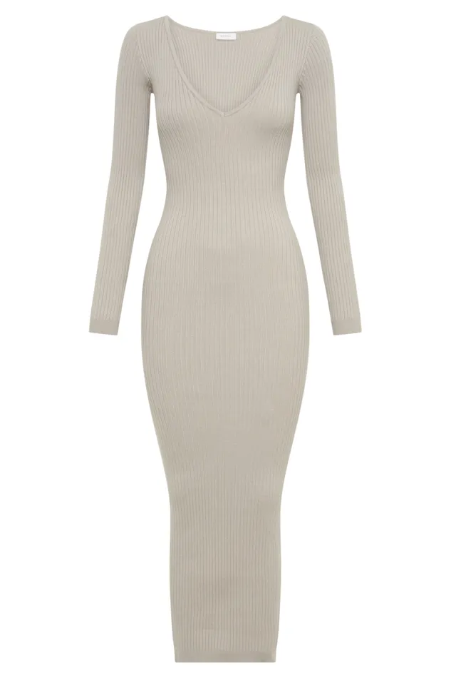 Women Meshki Dresses Nina Long Sleeve Knit Midi Dress 8211 Grey Marle Women Meshki Dresses Nina Long Sleeve Knit Midi Dress 8211 Grey Marle