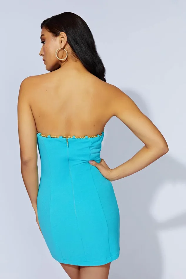 Women Meshki Dresses Noelle Chain Mini Dress 8211 Aquamarine Women Meshki Dresses Noelle Chain Mini Dress 8211 Aquamarine