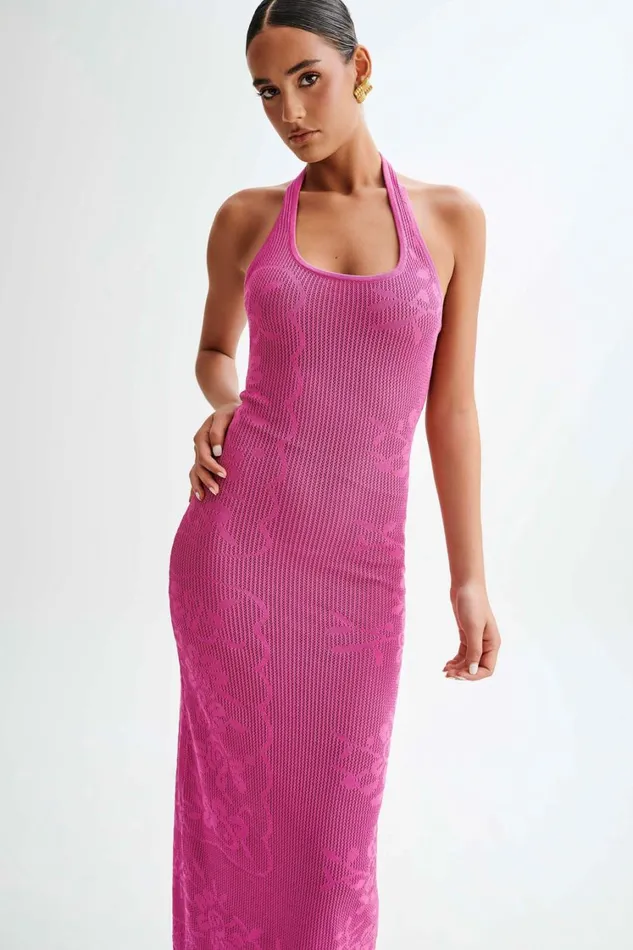 Women Meshki Dresses Patrizia Knit Halter Maxi Dress 8211 Violet