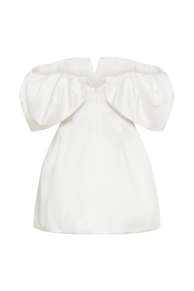 Women Meshki Dresses Portia Off Shoulder Satin Corset Dress 8211 White