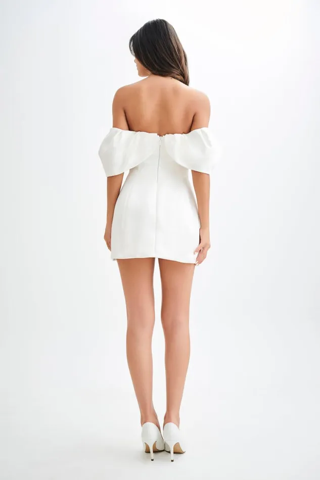 Women Meshki Dresses Portia Off Shoulder Satin Corset Dress 8211 White