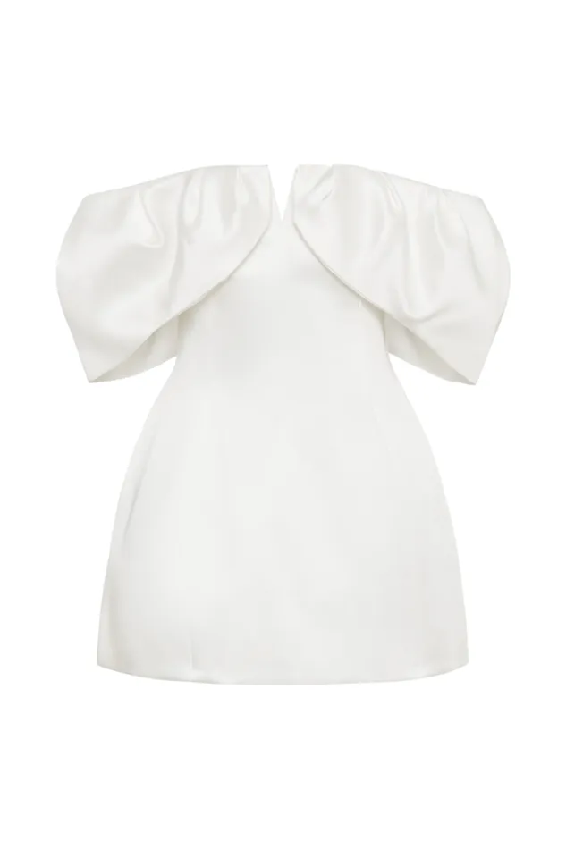 Women Meshki Dresses Portia Off Shoulder Satin Corset Dress 8211 White