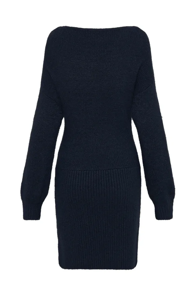 Women Meshki Dresses Rafferty Boat Neck Knit Mini Dress 8211 Navy