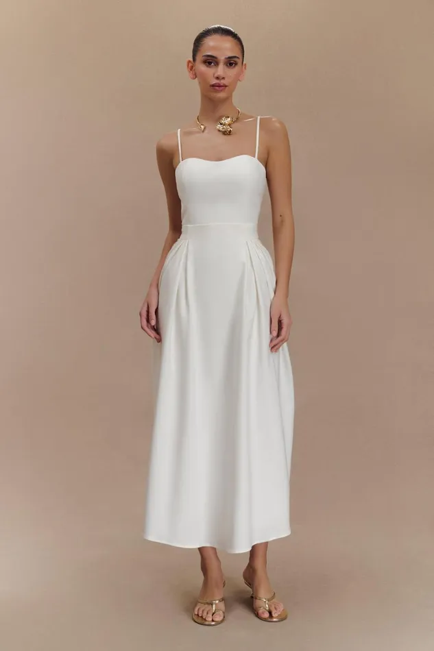 Women Meshki Dresses Rebecca Cotton Midi Dress 8211 White