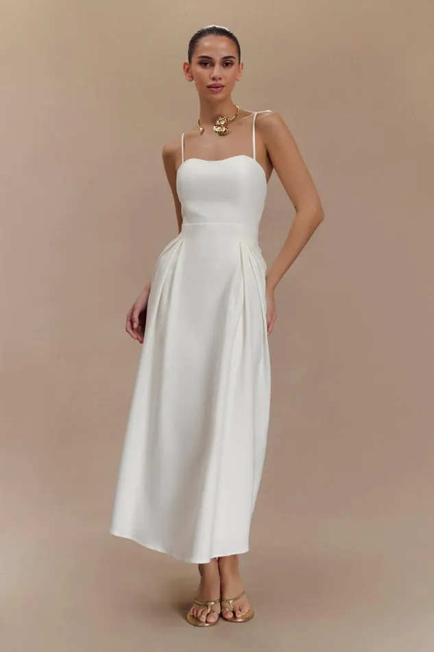 Women Meshki Dresses Rebecca Cotton Midi Dress 8211 White