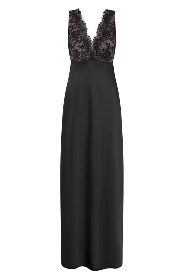 Women Meshki Dresses Ricci Satin And Lace Maxi Dress 8211 Black
