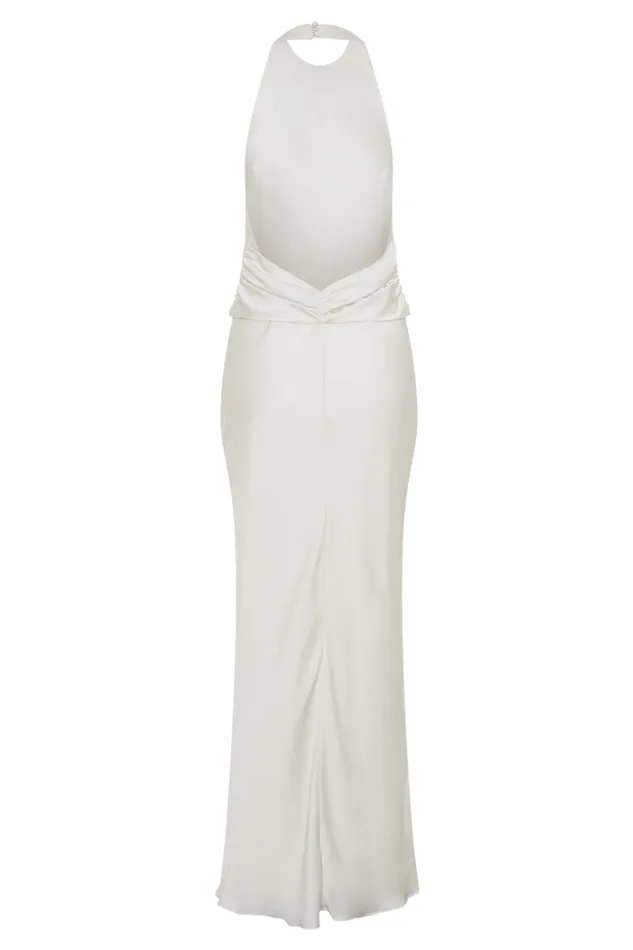 Women Meshki Dresses Rinna Satin Halter Maxi Dress 8211 Ivory