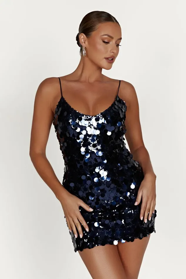 Women Meshki Dresses Romilly Sequin Mini Dress 8211 Midnight Navy