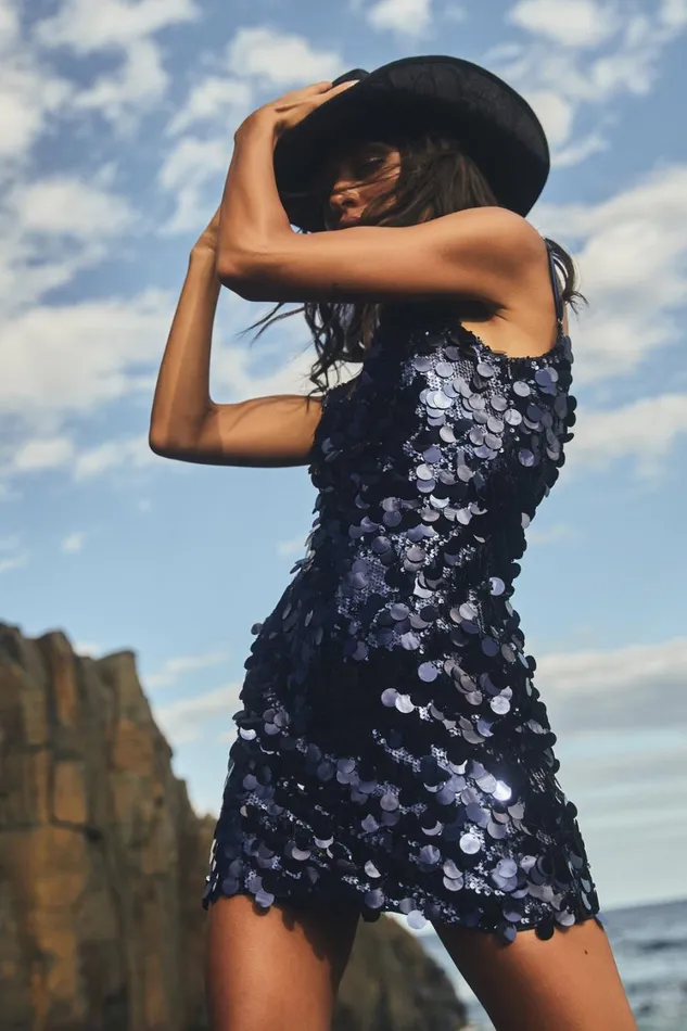 Women Meshki Dresses Romilly Sequin Mini Dress 8211 Midnight Navy