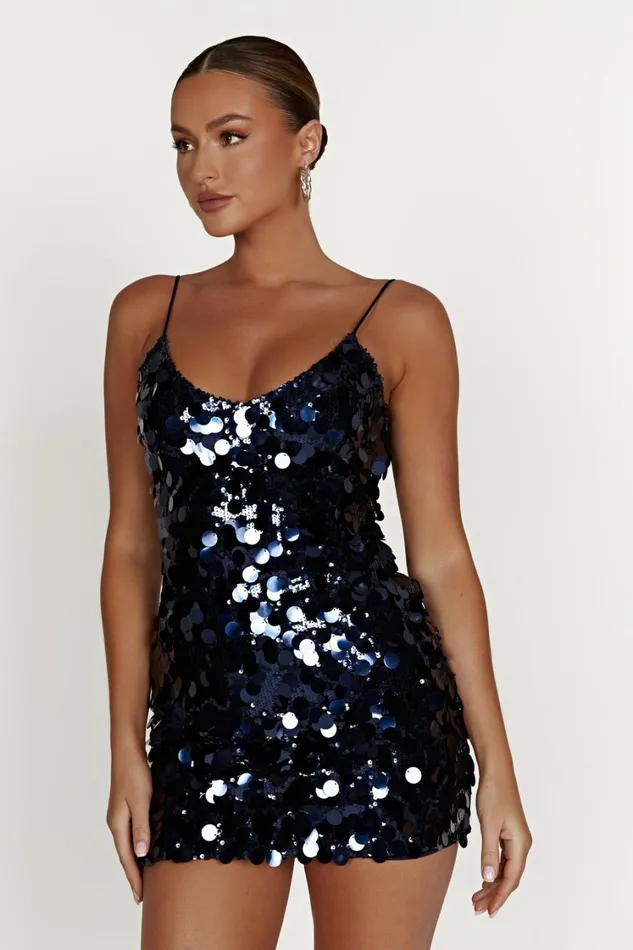 Women Meshki Dresses Romilly Sequin Mini Dress 8211 Midnight Navy