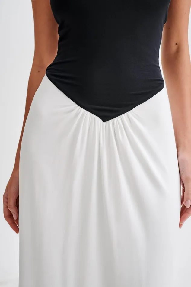 Women Meshki Dresses Ruby Strapless Slinky Maxi Dress 8211 BlackWhite