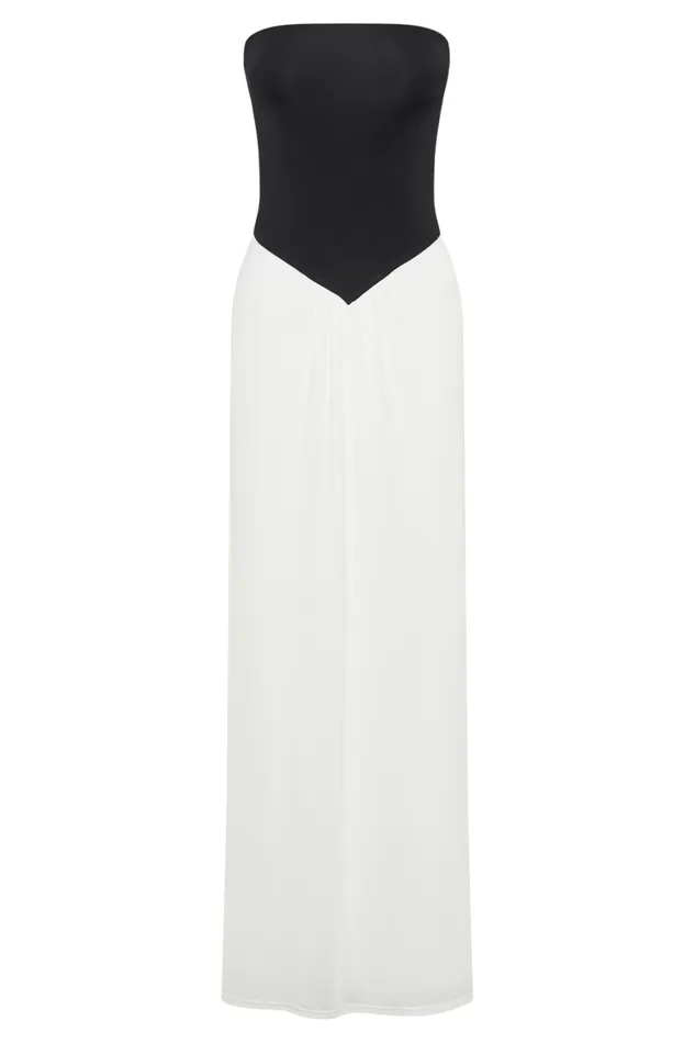 Women Meshki Dresses Ruby Strapless Slinky Maxi Dress 8211 BlackWhite