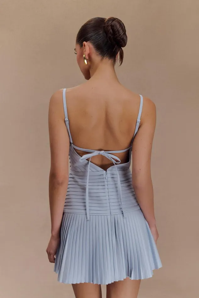 Women Meshki Dresses Rylee Multi Pleat Mini Dress 8211 Ice Blue