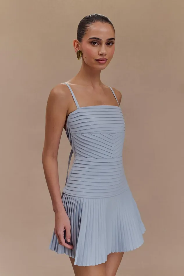 Women Meshki Dresses Rylee Multi Pleat Mini Dress 8211 Ice Blue