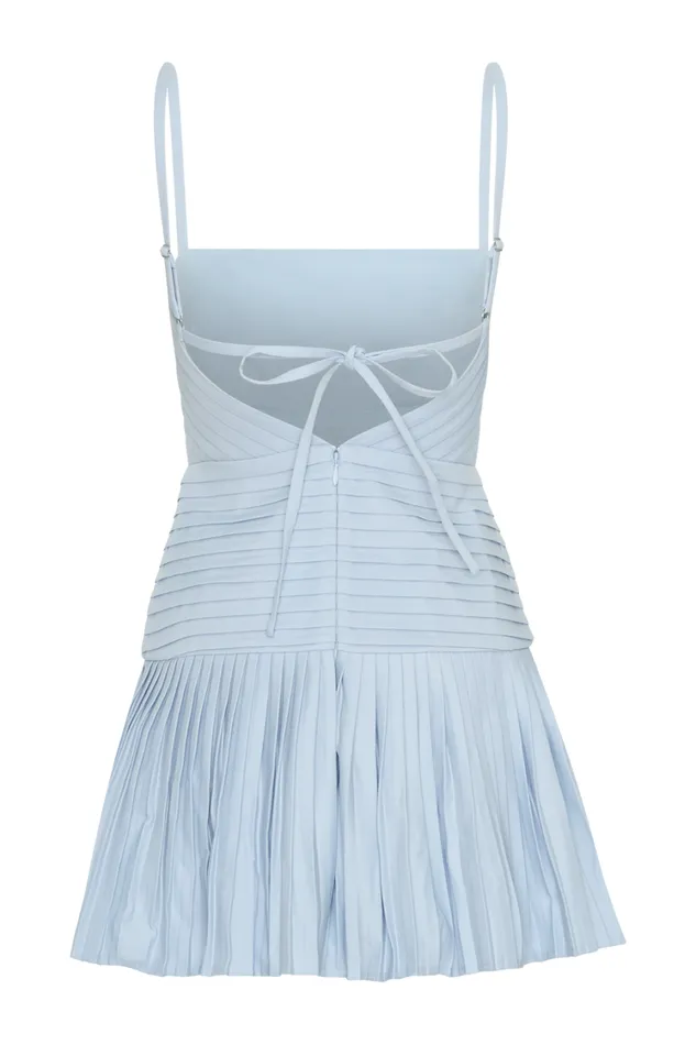 Women Meshki Dresses Rylee Multi Pleat Mini Dress 8211 Ice Blue