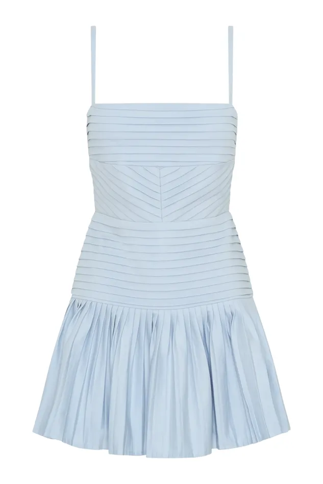 Women Meshki Dresses Rylee Multi Pleat Mini Dress 8211 Ice Blue