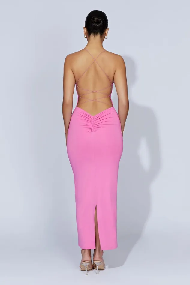 Women Meshki Dresses Sabine Backless Maxi Dress 8211 Bubblegum Pink