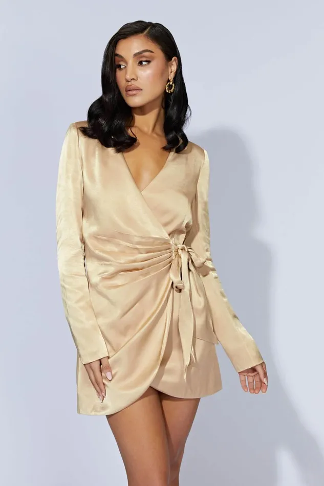 Women Meshki Dresses Saira Tie Up Mini Dress 8211 Wheat Women Meshki Dresses Saira Tie Up Mini Dress 8211 Wheat