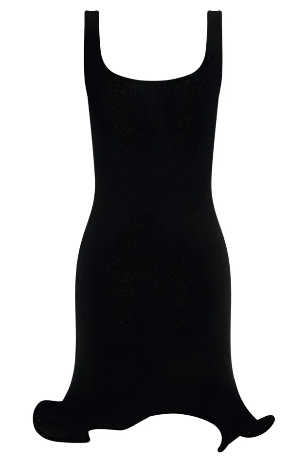 Women Meshki Dresses Sandra Square Neck Knit Mini Dress 8211 Black