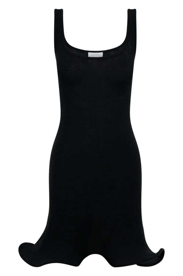 Women Meshki Dresses Sandra Square Neck Knit Mini Dress 8211 Black