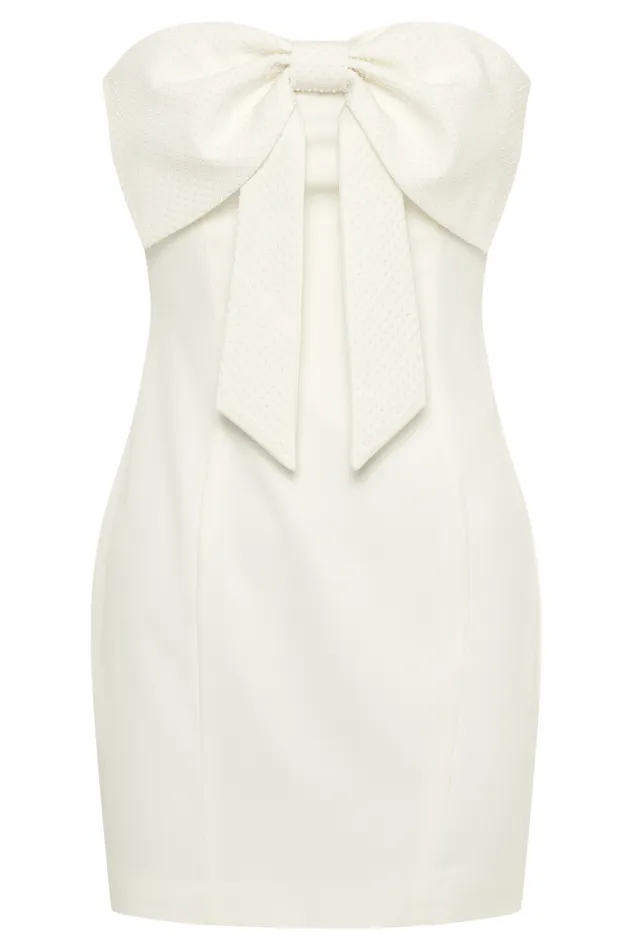 Women Meshki Dresses Saoirse Strapless Mini Dress With Diamante Bow 8211 White