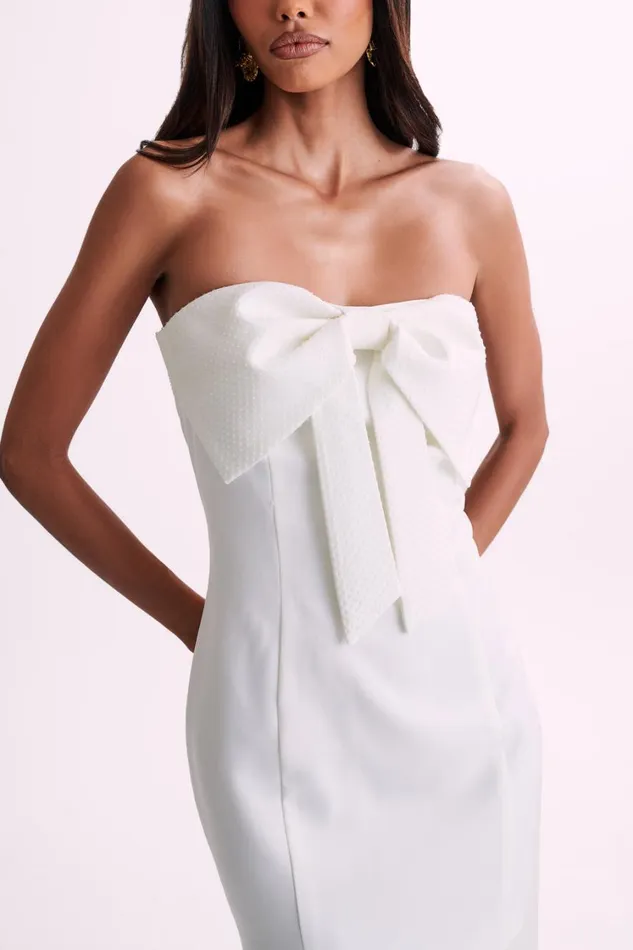 Women Meshki Dresses Saoirse Strapless Mini Dress With Diamante Bow 8211 White