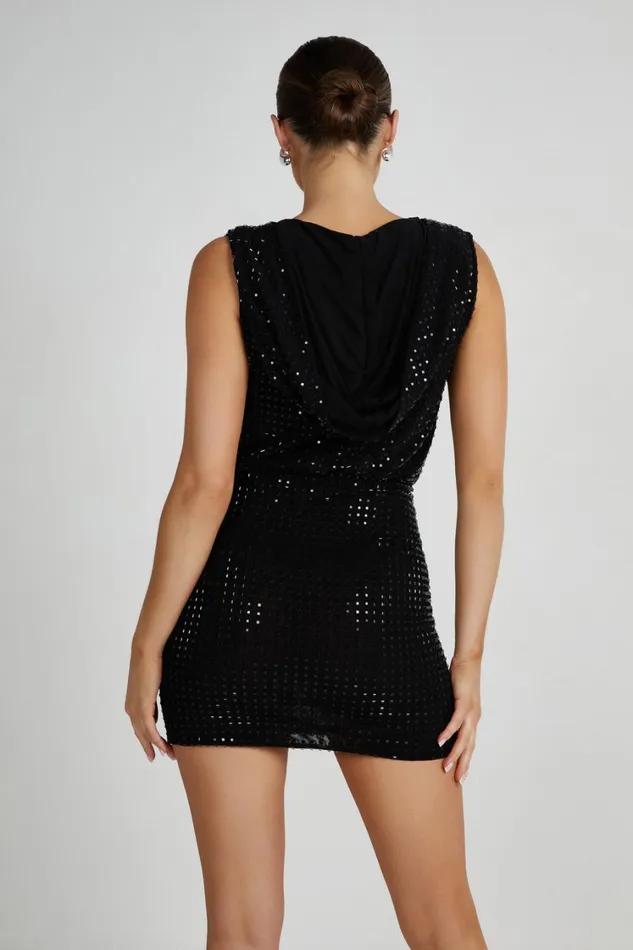 Women Meshki Dresses Seona Square Diamante Mini Dress 8211 Black
