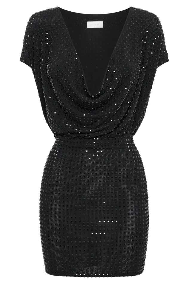 Women Meshki Dresses Seona Square Diamante Mini Dress 8211 Black