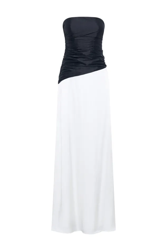Women Meshki Dresses Serena Strapless Taffeta Maxi Dress 8211 WhiteBlack